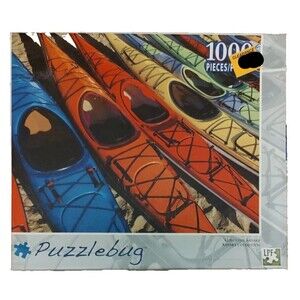 Puzzlebug Colorful Kayaks 1000 Pc Jigsaw Puzzle Age 10+ 2012 Missing 1 Pc Crafts